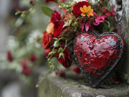 a heart shaped object with flowersの素材