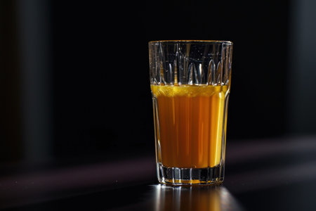 a glass of orange liquidの素材