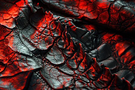 a close up of a black and red leatherの素材