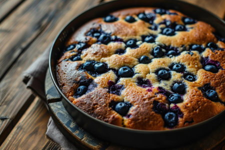 a blueberry cake in a panの素材