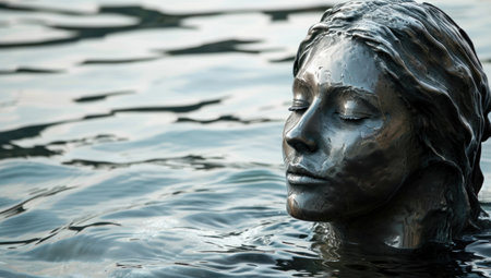 a statue of a woman in waterの素材