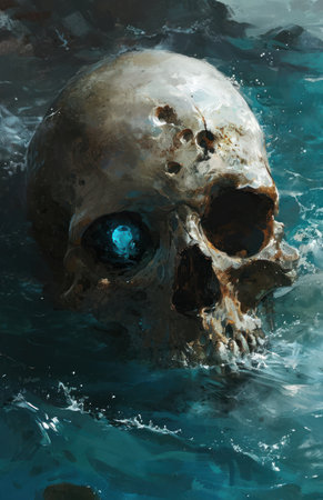 a skull in the waterの素材