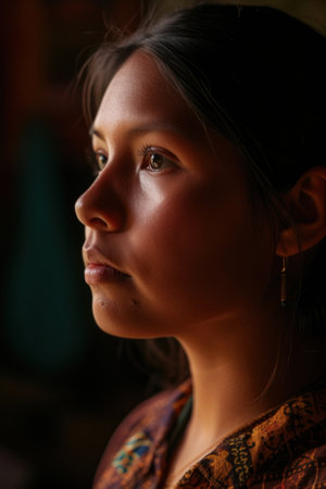 a close up of a woman's faceの素材