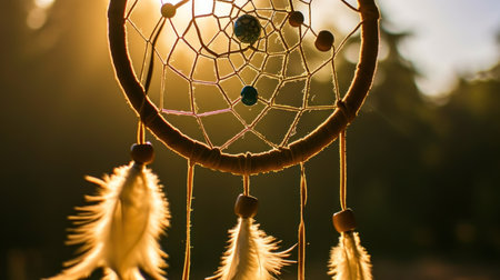 a close up of a dream catcherの素材