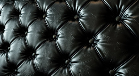 a close up of a black leather couchの素材