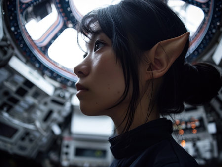 a woman with an elf earsの素材