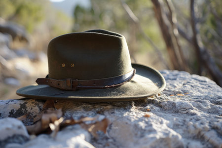 a hat on a rockの素材