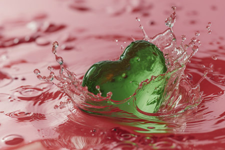 a green heart in waterの素材