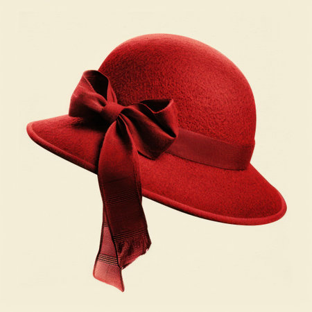 a red hat with a bowの素材