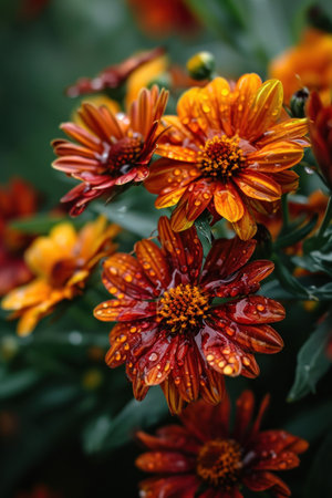 a group of orange and yellow flowersの素材