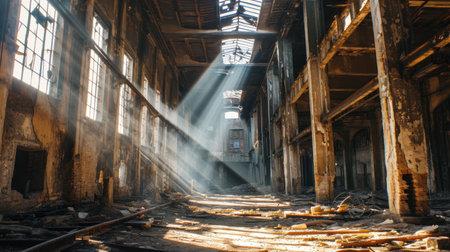 sunlight shining through the windows of a buildingの素材