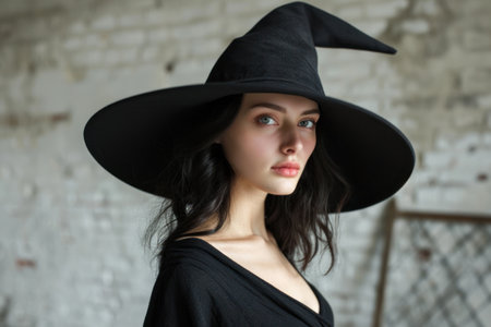 a woman in a person hatの素材