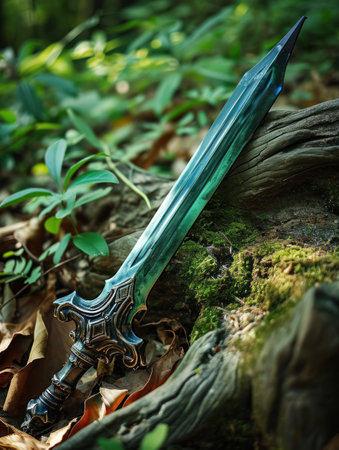 a sword lying on a logの素材