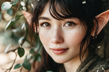 a woman with brown eyes and frecklesの素材