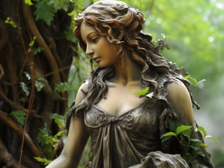a statue of a woman in a dressの素材