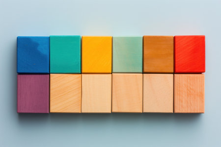 a row of colorful wooden blocksの素材