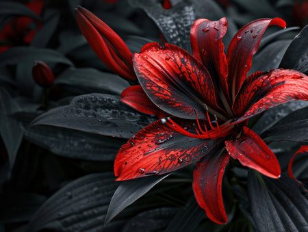 a red and black flowerの素材