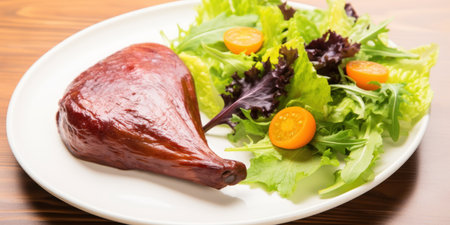 a plate of food on a tableの素材