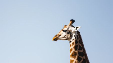 a giraffe looking up at the skyの素材