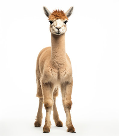 a llama with a fluffy hair on its headの素材