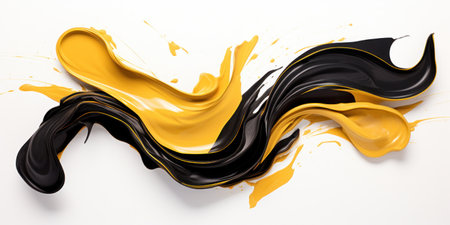 a yellow and black paint swirlsの素材