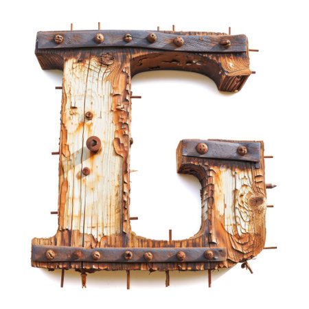 a wooden letter with nailsの素材
