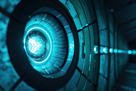 Futuristic Tunnel with Glowing Lightsの素材