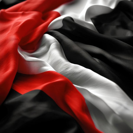 Elegant Waving National Flag of Yemenの素材
