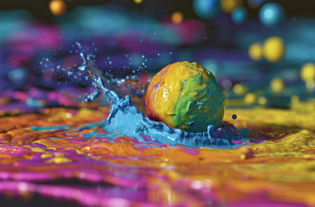 Colorful Paint Splash with Vibrant Sphereの素材
