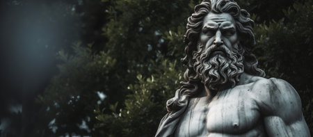 Majestic statue of a mythological figure with intricate detailsの素材