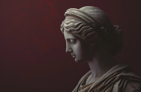 Classic marble statue on a dark backgroundの素材