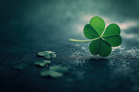 Lucky four-leaf clover standing out among three-leaf shamrocksの素材