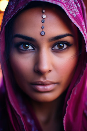 Portrait of a Woman in Traditional South Asian Attireの素材
