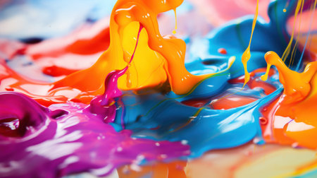 Vibrant Paint Splashes on Colorful Backgroundの素材
