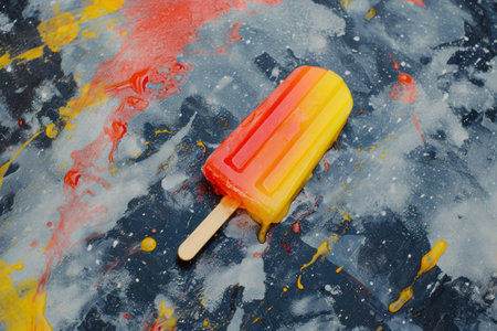 Colorful popsicle on an abstract painted backgroundの素材
