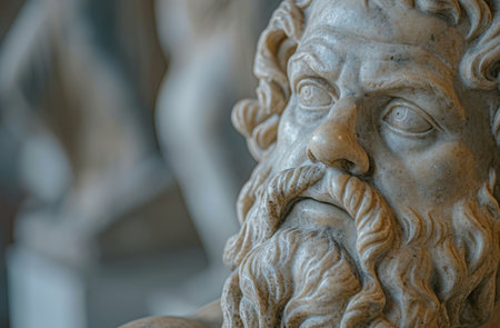 Close-up of an Ancient Philosopher's Sculptureの素材