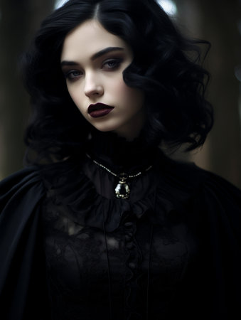 Mysterious Woman in Elegant Gothic Attireの素材