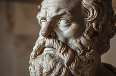 Close-up of an Ancient Philosopher's Sculptureの素材