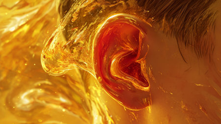 Abstract golden swirl resembling a human earの素材