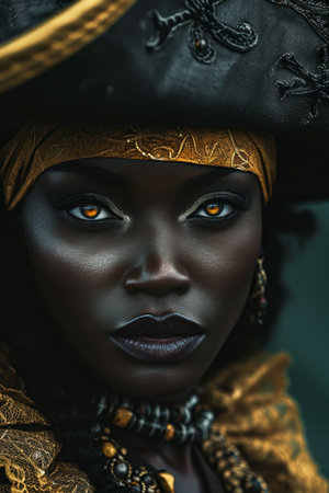 Mysterious Pirate Woman with Intense Gazeの素材