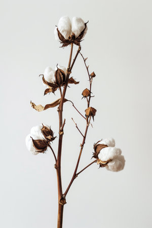 Cotton Plant Stems Against a Neutral Backgroundの素材