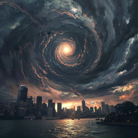 Apocalyptic Skyline with Swirling Storm Cloudsの素材