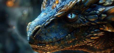 Close-up of a Blue Dragon's Headの素材