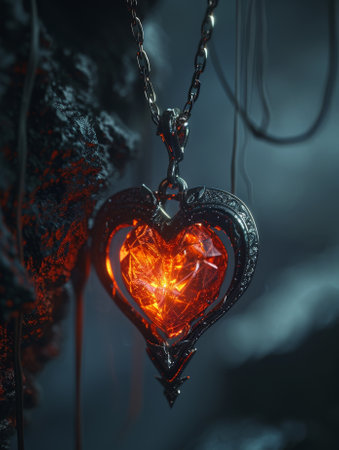 Glowing Heart Pendant in a Mystical Settingの素材