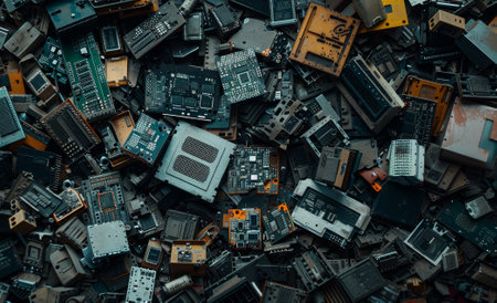 Pile of Electronic Waste and Computer Partsの素材