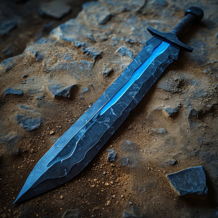 Ancient sword buried in the groundの素材