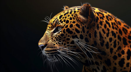 Majestic Leopard Profile Against Dark Backgroundの素材