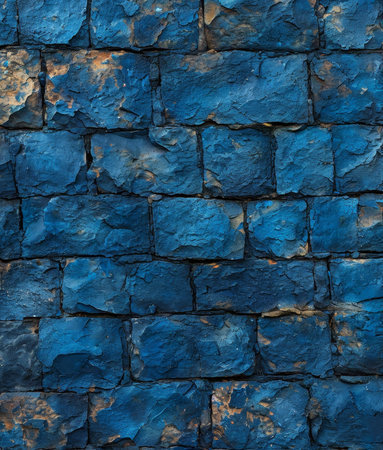 Textured blue stone wall backgroundの素材