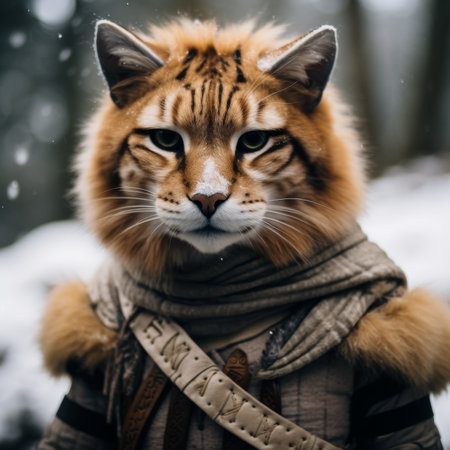 Majestic hybrid creature in a snowy forestの素材