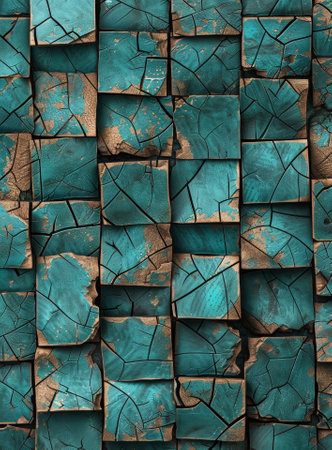 Abstract cracked turquoise textureの素材